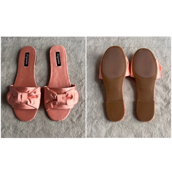 Zigi Soho Valiant Bow Satin Slide Flat Sandals Ballet Pink Sz 8.5 - Picture 3 of 13